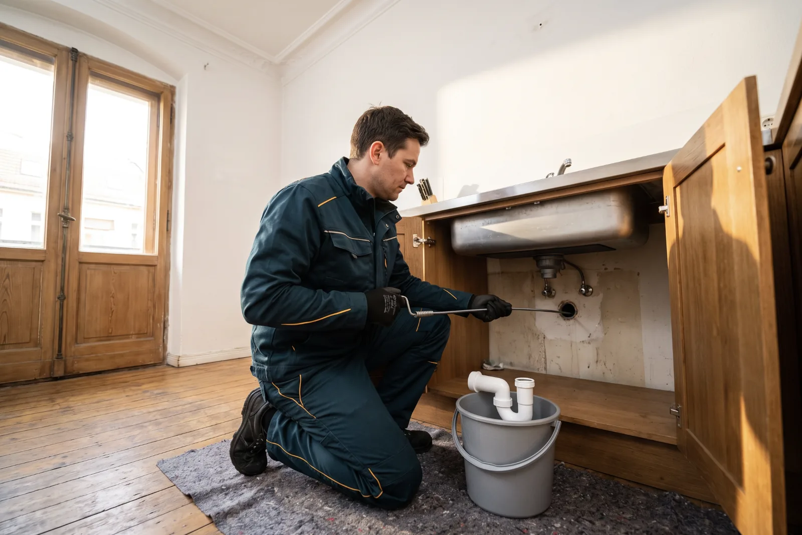 Küchenabfluss in einer Altbauwohnung in Berlin-Pankow